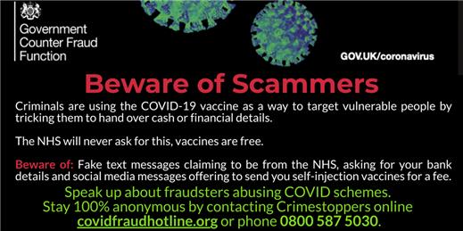  - Be alert to Vaccine Fraud